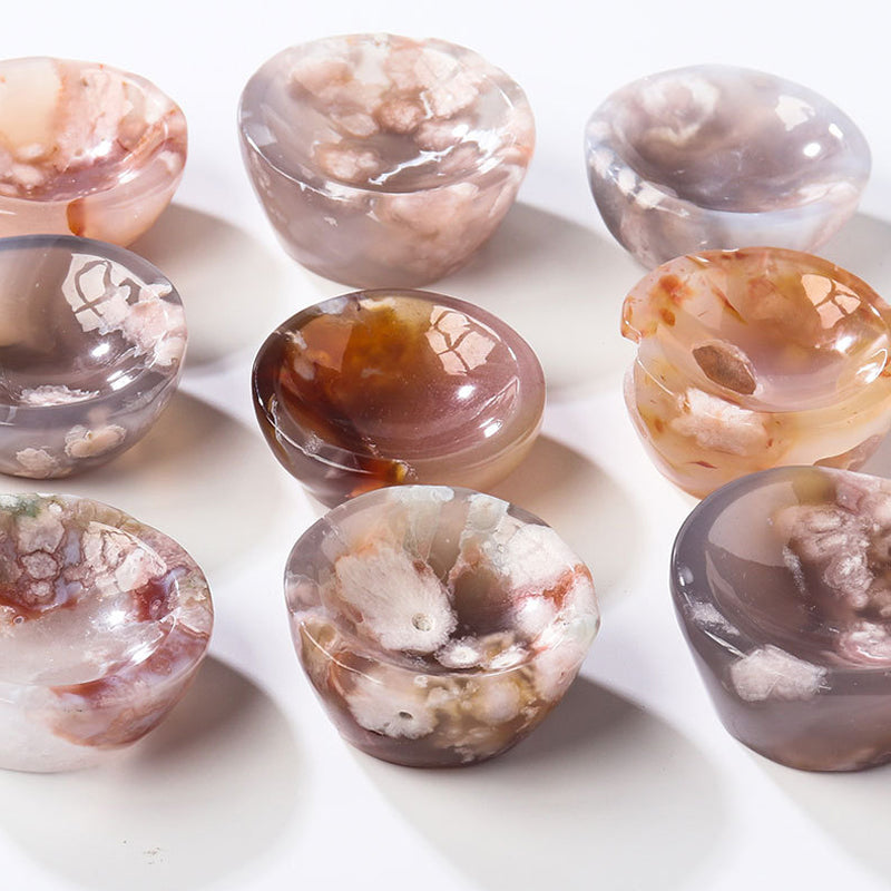 Natural Crystal Sakura Flower Agate Small Bowl